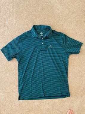 Rhoback blue green stripe golf polo shirt size large